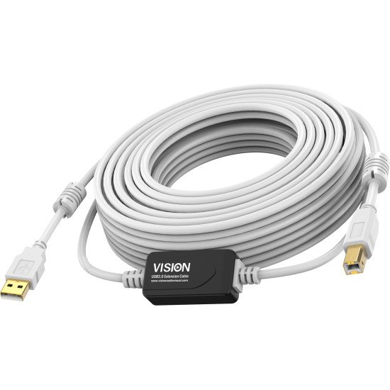 Vision TC 15MUSB+/2 câble USB 15 m USB 2.0 USB A USB B Blanc