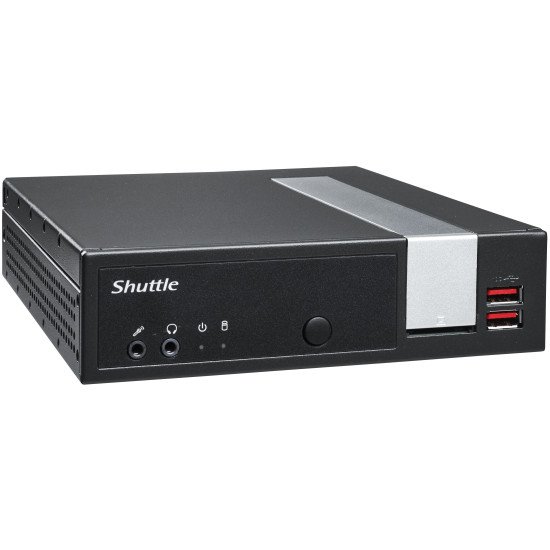 Shuttle XPС slim XPC slim Barebone DL20N6V2, Pentium Silver N6005, 1x LAN, 2xCOM, 1xHDMI, 1xDP, 1x VGA, fanless, fonctionnement permanent 24/7