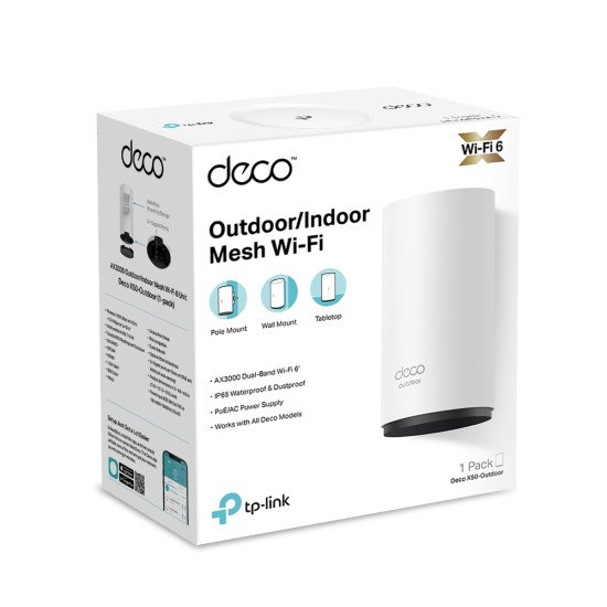 TP-Link DECOX50OUTDOOR1P système Wi-Fi maillé Bi-bande (2,4 GHz / 5 GHz) Wi-Fi 6 (802.11ax) Blanc 1 Interne