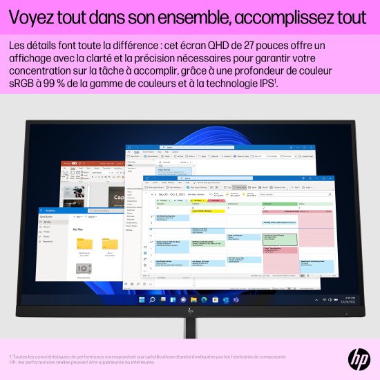 HP E27q G5 68,6 cm (27") 2560 x 1440 pixels Quad HD LCD Noir, Argent