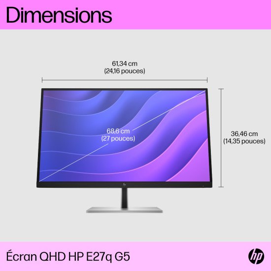 HP E27q G5 68,6 cm (27") 2560 x 1440 pixels Quad HD LCD Noir, Argent