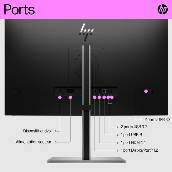 HP E27q G5 68,6 cm (27") 2560 x 1440 pixels Quad HD LCD Noir, Argent