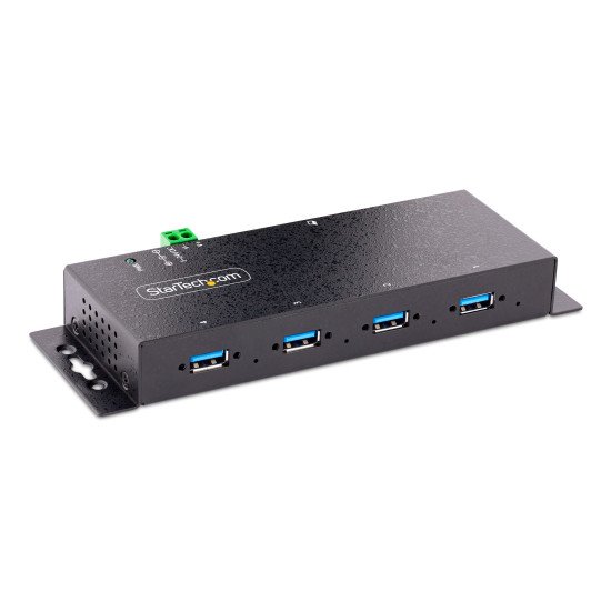 StarTech.com Hub USB 3.0 5Gbps à 4 Ports Industriel - Hub USB pour PC Portable avec Protection contre les Surtensions - Splitter USB 3.0 Montable sur Mur - Station de Charge USB à Verrouillage, Gros Calibre