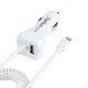 StarTech.com Chargeur Voiture Lightning avec Câble Spiralé - Chargeur Iphone 1m - Double Chargeur USB pour Telephones et Tablettes pour la Voiture - Chargeur Auto Blanc de 12W