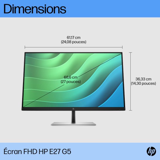 HP E27 G5 68,6 cm (27") 1920 x 1080 pixels Full HD LED Noir