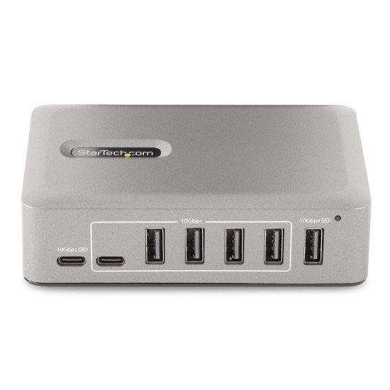 StarTech.com Hub USB-C à 10 Ports - 8x USB-A et 2x USB-C - Hub USB Type-C Auto-Alimenté avec Bloc d'Alimentation 65W - USB 3.1 10Gbps - Hub USB avec câble de verrouillage certifié USB-IF de 91cm - Splitter USB C