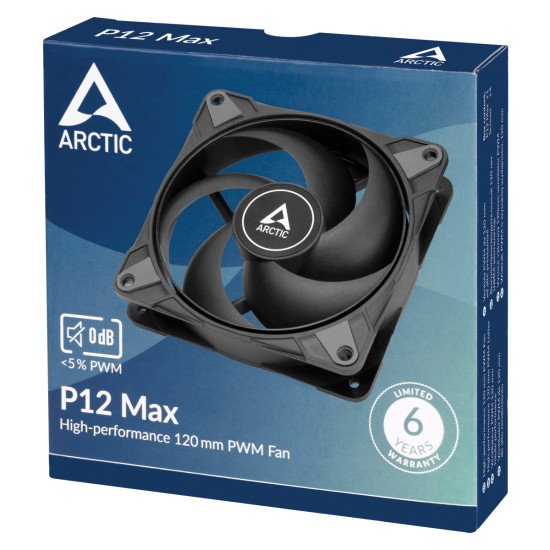 ARCTIC P12 Max Boitier PC Ventilateur 12 cm Noir 1 pièce(s)