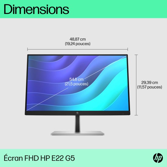 HP E-Series E22 G5 écran PC 21.5" 1920 x 1080 pixels Full HD LED Noir, Argent
