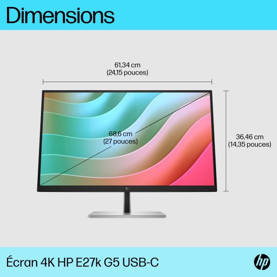 HP E-Series E27k G5 68,6 cm (27") 3840 x 2160 pixels 4K Ultra HD Noir, Argent