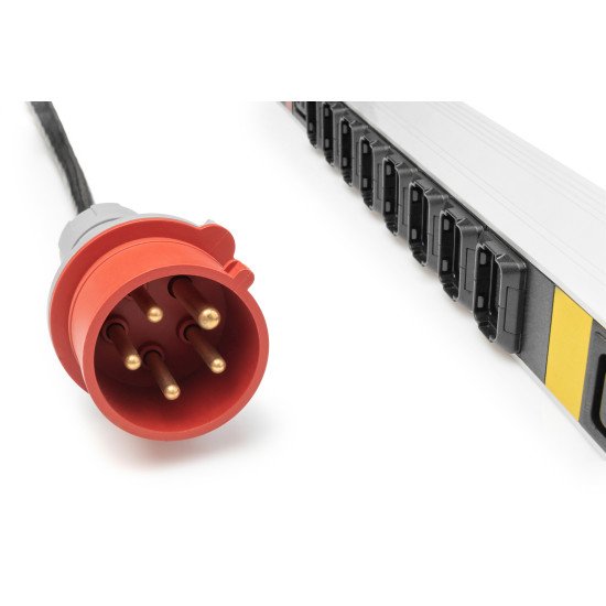 Digitus PDU Basic IT, triphasé 16 A, 24 x C13, 3 x C19, câble d'alimentation 3 m, connecteur IEC 60309 16 A