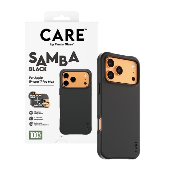PanzerGlass CARE by ® Fashionable Case Samba Black w. MagSafe iPhone 17 Pro Max coque de protection pour téléphones portables Housse Noir PanzerGlass CARE by ® Fashionable Case Samba Black w. MagSafe iPhone 17 Pro Max coque de protection pour téléphones portables Housse Noir