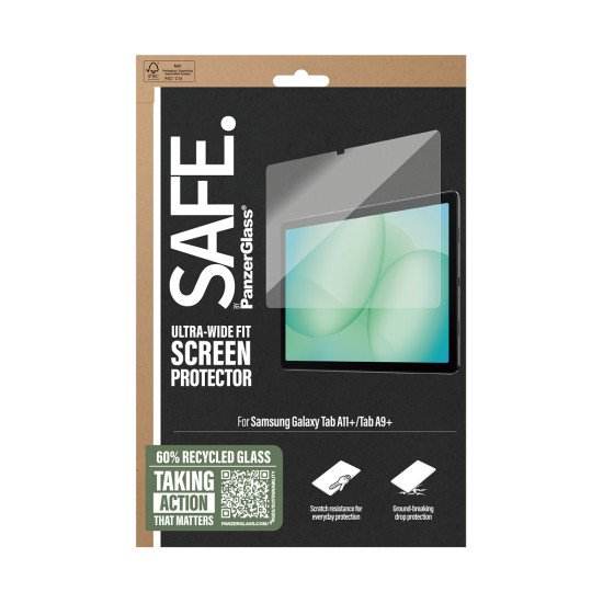 PanzerGlass SAFE. by ® Screen Protector Samsung Galaxy Tab A11+ | Tab A9+ | Ultra-Wide Fit Protection d'écran transparent 1 pièce(s)