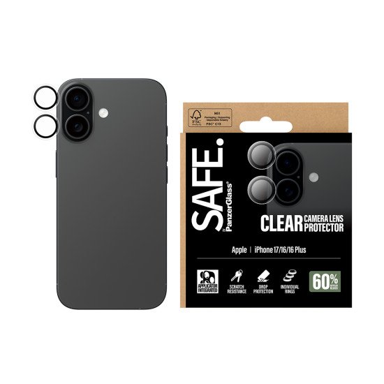 PanzerGlass SAFE. by ® Camera Lens Protector Transparent iPhone 17 | iPhone 16 | 16 Plus Protection d'écran transparent Apple 1 pièce(s)