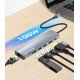 Manhattan Dock/hub USB-C, 6 ports : Ethernet, HDMI, 3x USB-A + USB-C, avec Power Delivery (PD) 100 W - nécessite un chargeur USB-C externe (non inclus). Alimenté par USB (aucune alimentation externe requise) lorsque le PD n'est pas utilisé