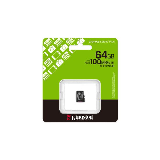 Kingston Technology 64GB micSDXC Canvas Select Plus Gen3 100R A1 (Adaptateur SD non inclus) Kingston Technology 64GB micSDXC Canvas Select Plus Gen3 100R A1 (Adaptateur SD non inclus)