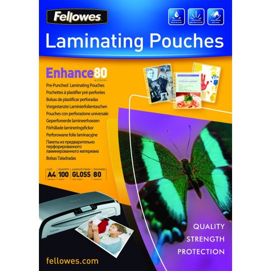 Fellowes Pochettes de plastification perforées A4 80 microns