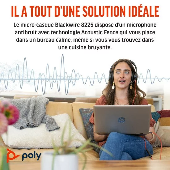 POLY Micro-casque Blackwire 8225 stéréo USB-C certifié Microsoft Teams + adaptateur USB-C/A POLY Micro-casque Blackwire 8225 stéréo USB-C certifié Microsoft Teams + adaptateur USB-C/A