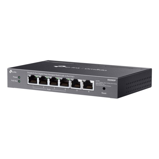 TP-Link Omada ES206GP commutateur réseau Géré Gigabit Ethernet (10/100/1000) Connexion Ethernet POE Noir