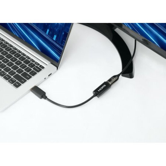 Manhattan Adaptateur actif DisplayPort 1.2 vers HDMI, 4K à 60 Hz, 15 cm, mâle vers femelle, DP avec verrouillage, non bidirectionnel, noir, garantie 3 ans, équivalent à DP2HD4K60S