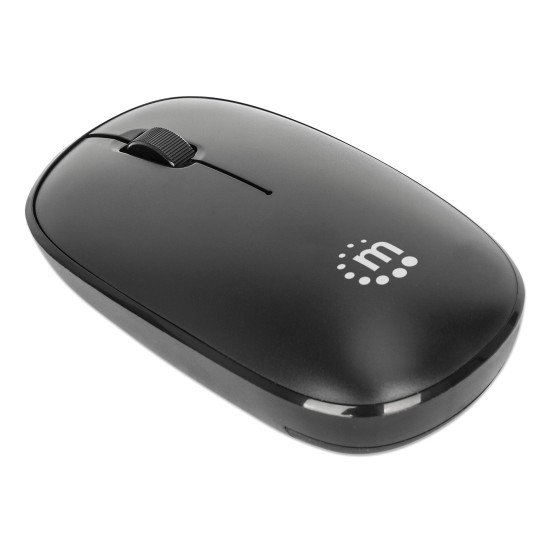 Manhattan Souris optique sans fil MW3050, noire, 1200 dpi, 2,4 GHz (jusqu'à 10 m), USB, ambidextre, 3 boutons avec molette, récepteur USB-A nano, pile AA incluse, garantie 3 ans
