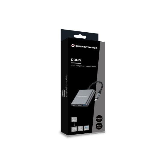 Conceptronic DONN18G station d'accueil Avec fil USB 3.2 Gen 1 (3.1 Gen 1) Type-C Gris Conceptronic DONN18G station d'accueil Avec fil USB 3.2 Gen 1 (3.1 Gen 1) Type-C Gris