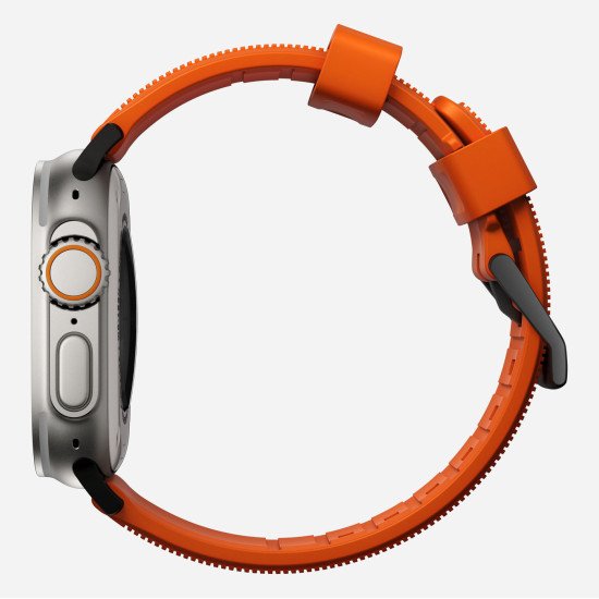 Nomad Rugged Bande Orange, Noir Acier inoxydable, Caoutchouc