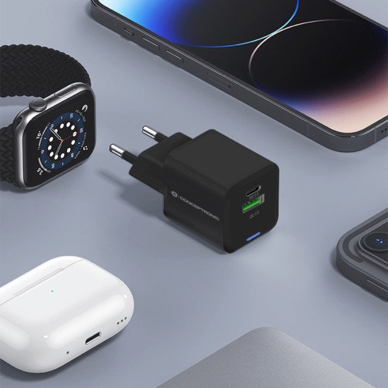 Conceptronic ALTHEA15B chargeur d'appareils mobiles Universel Noir Secteur Charge rapide Intérieure