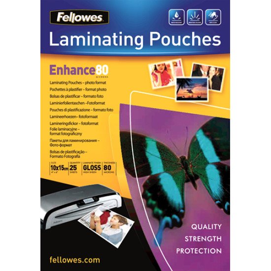 Fellowes Pochettes brillantes pour photo 80 microns 10 x 15 cm