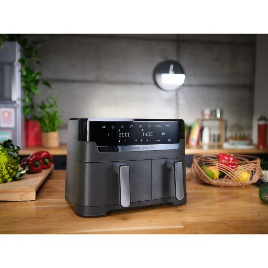 Tefal Dual Easy Fry & Grill EY905B Double 8,3 L Autonome 2700 W Friteuse d'air chaud Gris