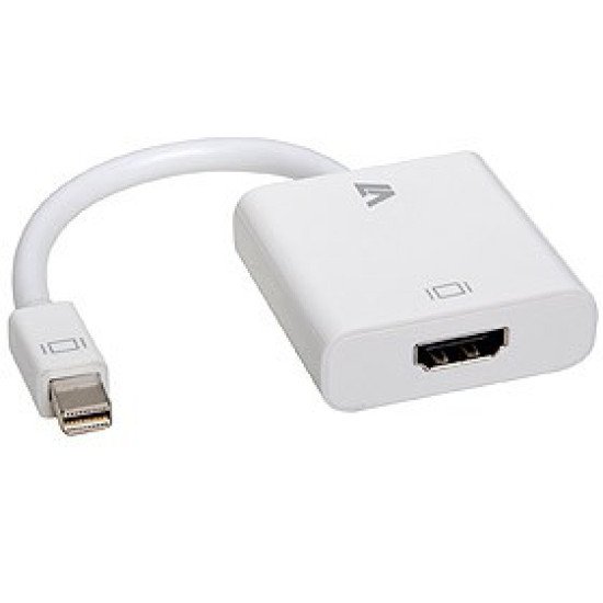 V7 Adaptateur vidéo Mini-DisplayPort mâle vers HDMI femelle, blanc