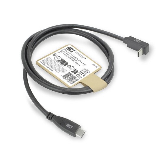ACT Câble USB 3.0 10 Gbit/s 60 W USB Type-C (droit) vers USB Type-C (coudé vers le haut/bas), 0,5 mètre