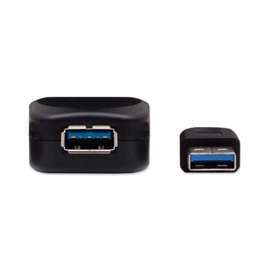 Manhattan Rallonge USB-A active, 5 m, mâle vers femelle, 5 Gbit/s (USB 3.2 Gen 1 / USB 3.0), répéteur intégré, noir, garantie 3 ans, équivalent à USB2AAEXT5M