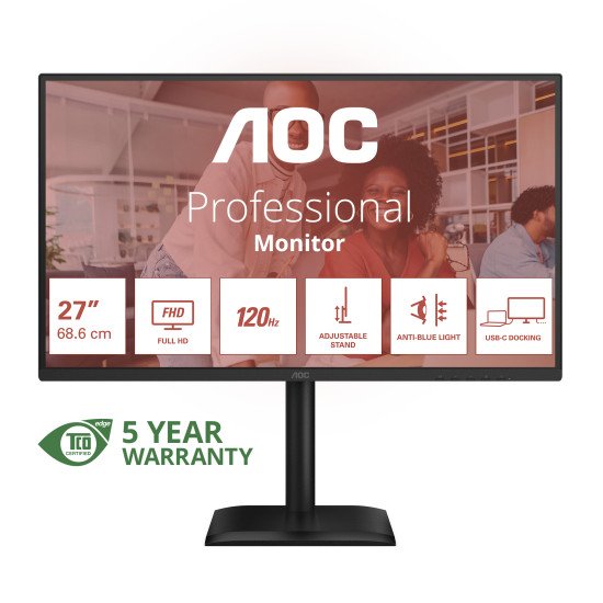 AOC 27E4CV écran PC 68,6 cm (27") 1920 x 1080 pixels Full HD LED Noir AOC 27E4CV écran PC 68,6 cm (27") 1920 x 1080 pixels Full HD LED Noir