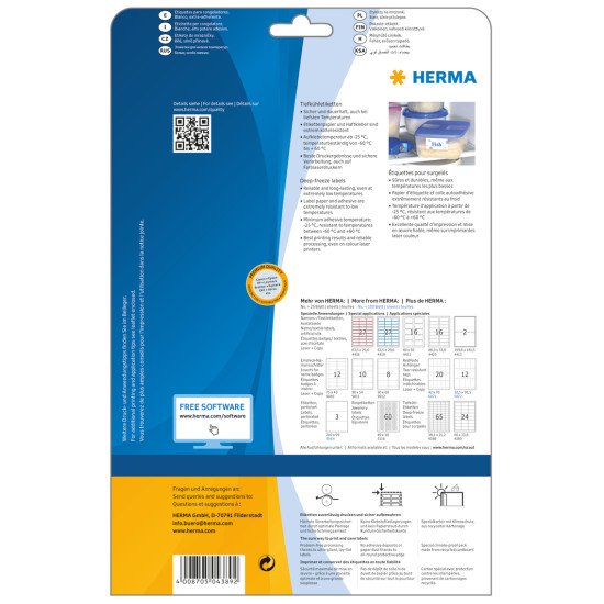 HERMA Étiquettes pour surgelés A4 66x33.8 mm, blanches, papier mat, 600 pcs