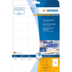 HERMA Étiquettes pour surgelés A4 66x33.8 mm, blanches, papier mat, 600 pcs HERMA Étiquettes pour surgelés A4 66x33.8 mm, blanches, papier mat, 600 pcs