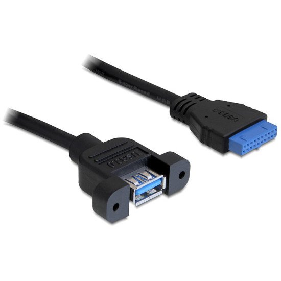 DeLOCK 0.5m USB 3.0 F/F câble USB 0,5 m USB A IDC Noir