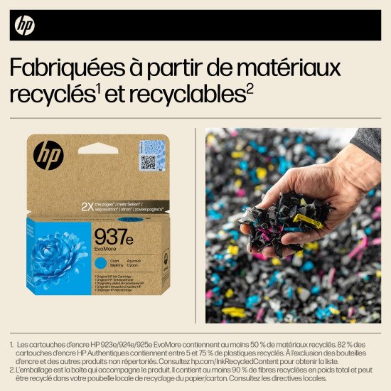 HP 937e Cartouche d'encre authentique Cyan EvoMore HP 937e Cartouche d'encre authentique Cyan EvoMore