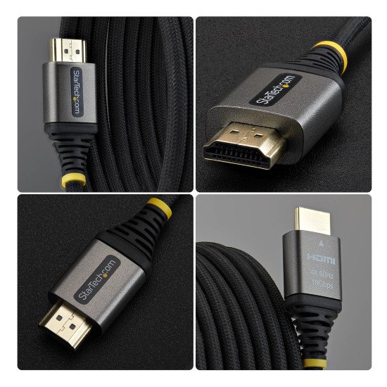 StarTech.com Câble HDMI Haute Vitesse Certifié Premium 2m (6ft), Ultra Flexible, 4K 60Hz/1440p 144Hz avec HDR10/ARC, 18Gbps, Cordon HDMI Tressé Haute Flexibilité