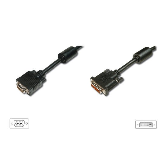 ASSMANN Electronic DVI(24+5) - HD15 2m DVI-I VGA (D-Sub) Noir