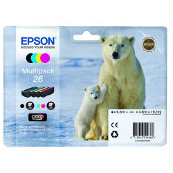 Epson 26 Pack de 4 cartouches encre Noir, Cyan, Magenta, Jaune