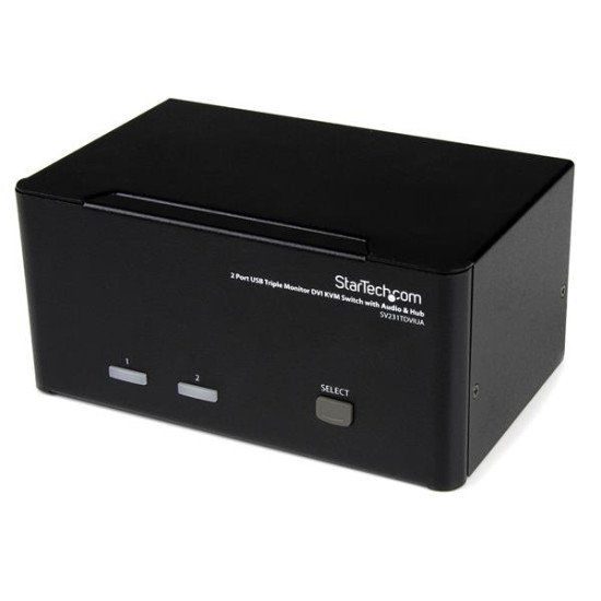 StarTech.com Switch Commutateur KVM USB 2 ports Sortie Vidéo DVI, Audio HUB USB 2.0 3 Écrans - 2 PC