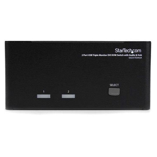 StarTech.com Switch Commutateur KVM USB 2 ports Sortie Vidéo DVI, Audio HUB USB 2.0 3 Écrans - 2 PC