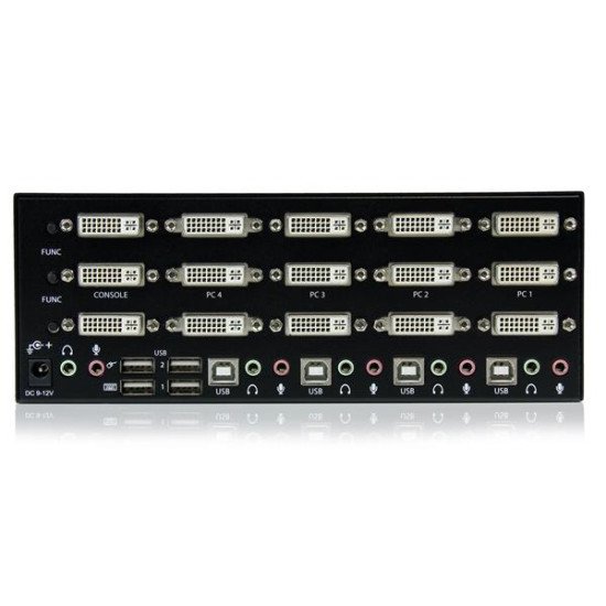 StarTech.com Switch Commutateur KVM USB 4 ports Sortie Vidéo DVI, Audio HUB USB 2.0 3 Écrans - 4 PC