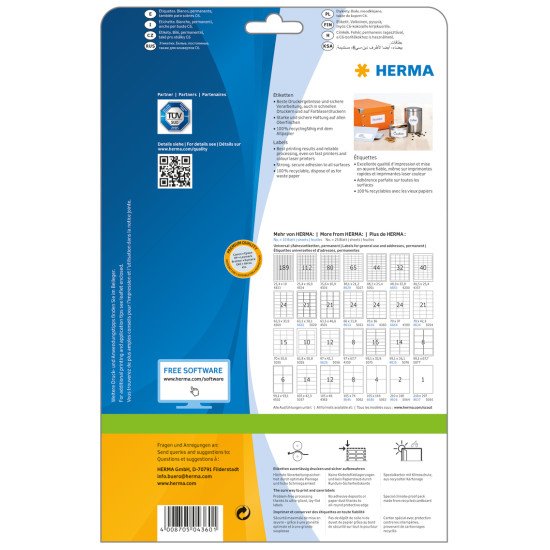HERMA Étiquettes Premium A4 70x36 mm, blanches, papier mat, 600 pcs
