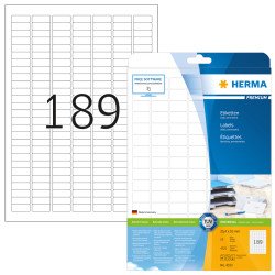 HERMA Étiquettes Premium A4 25.4x10 mm, blanches, papier mat, 4725 pcs HERMA Étiquettes Premium A4 25.4x10 mm, blanches, papier mat, 4725 pcs