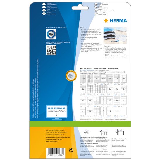 HERMA Étiquettes Premium A4 35.6x16.9 mm, blanches, papier mat, 2000 pcs