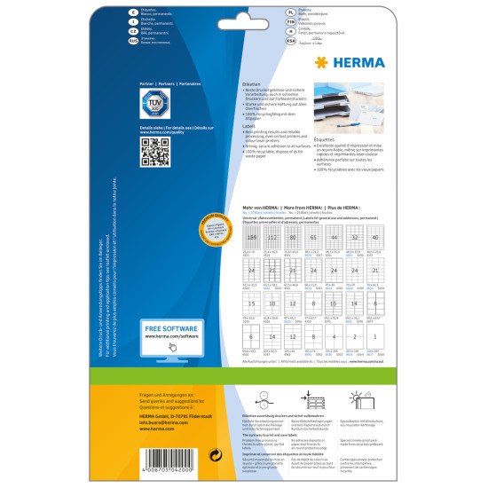 HERMA Étiquettes Premium A4 48.3x33.8 mm, blanches, papier mat, 800 pcs