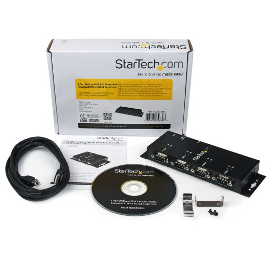 StarTech.com Hub adaptateur USB vers série DB9 RS232 4 ports  Montage sur rail DIN industriel et mural