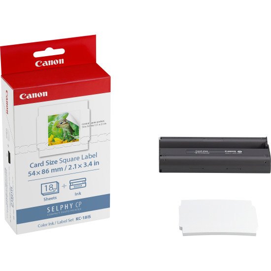 Canon Jeu d'encre couleur et de papier autocollant au format 54 x 86 mm KC-18IS, 18 feuilles