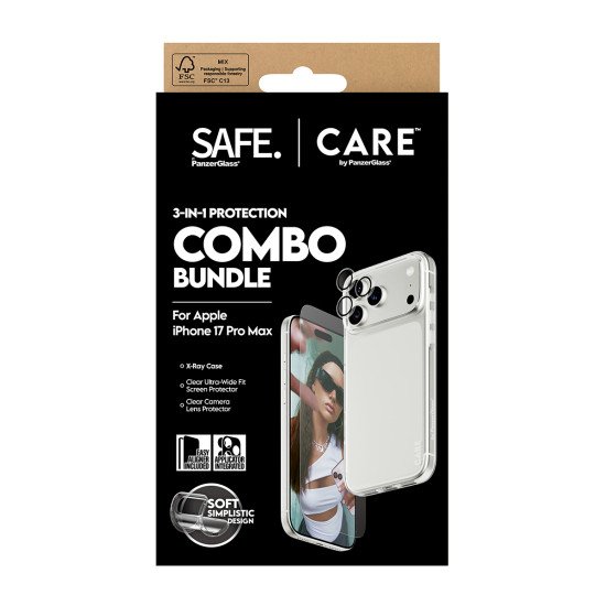 PanzerGlass SAFE. | CARE by ® 3-in-1 Fashionable Combo Bundle iPhone 17 Pro Max Protection d'écran transparent Apple 1 pièce(s)